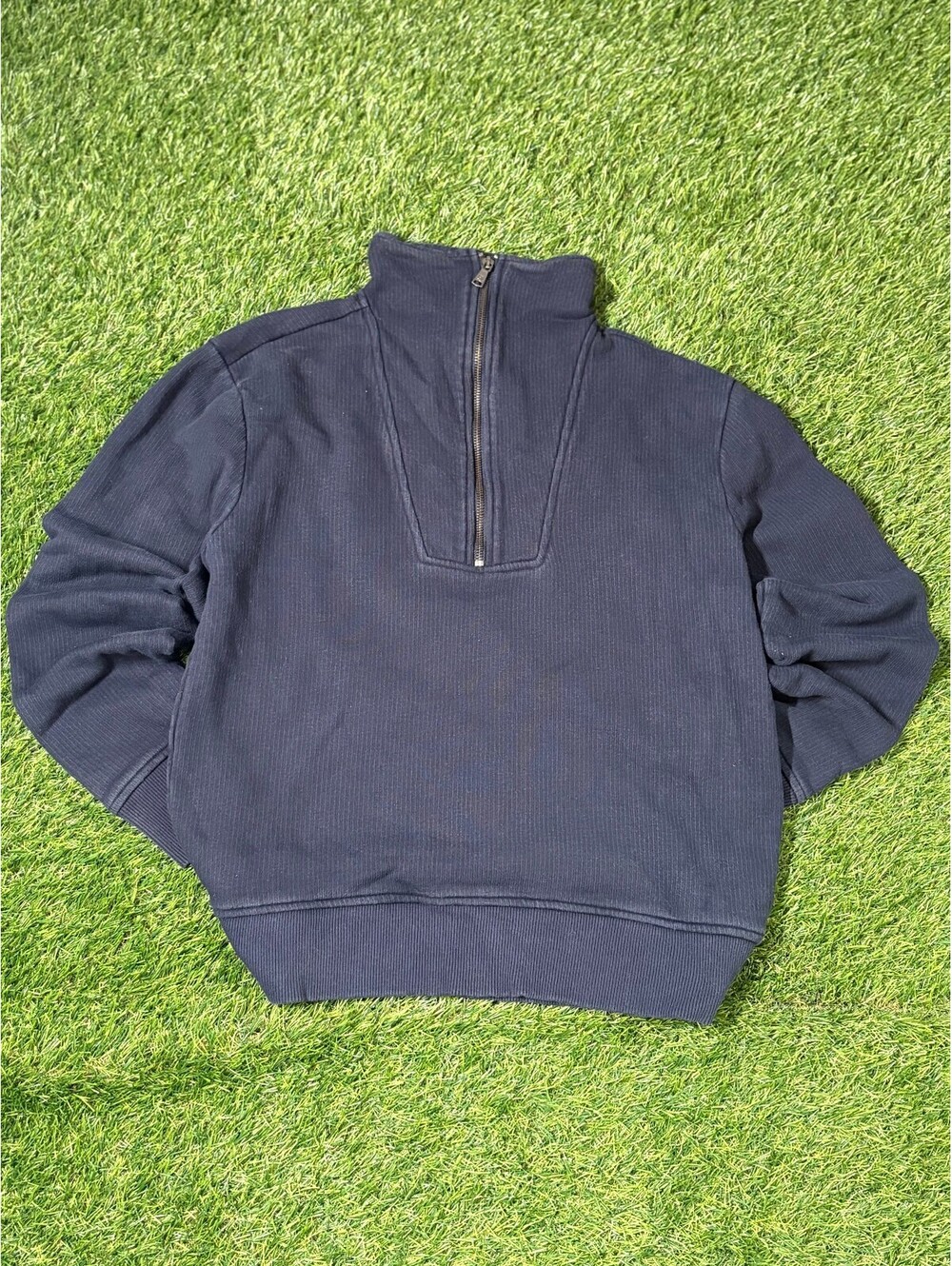 Y2k Banana Republic Quarter Zip Pullover Navy Cotton Mens Size M